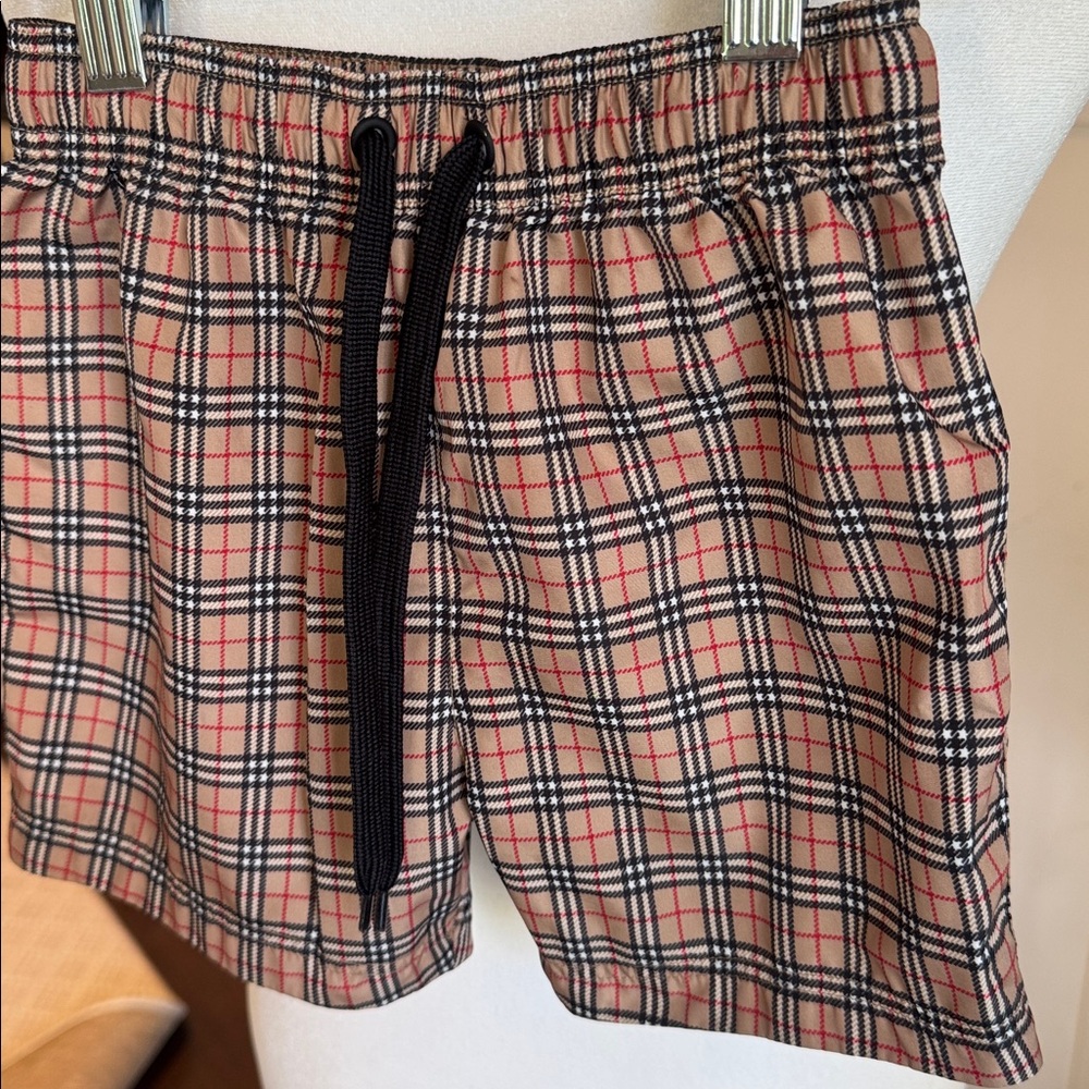Burberry- Boys Vintage Beige, Black & Red Checkered Swim Shorts Trunks - Size:2T
